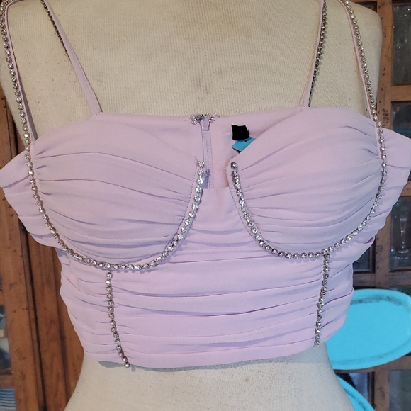 Elegant Lavender Rhinestone Bustier Top - Picture 2 of 8